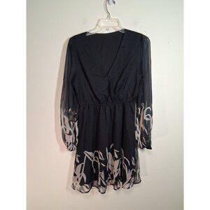 NWT Cupshee Beachy Dress Business Casual Long Sleeve Floral Boho Black Sz Medium